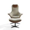 draaistoel Seat24 met pouff stof leer combi label