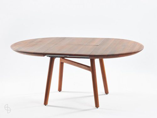 artisan dash uitschuiftafel rond noten hout