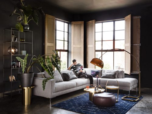 Aikon bank Design on Stock lichte stof hoekbank