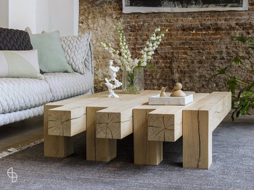 Qliv stoere houten salontafel Adjust zwolle