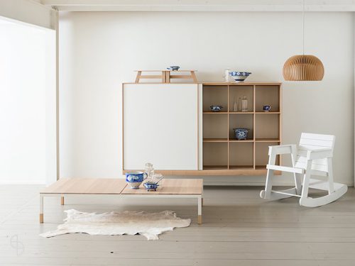 Salontafel Tiemen witte poten eiken Pilat