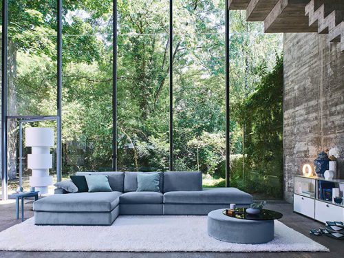 Moderne bank BW inspiration blauw stof