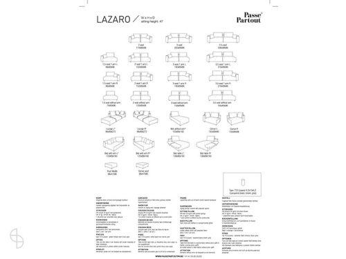 Lazaro bank Passe Partout afmetingen maten