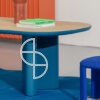 Miniforms eetkamertafel eiken met blauw Spinde next Zwolle
